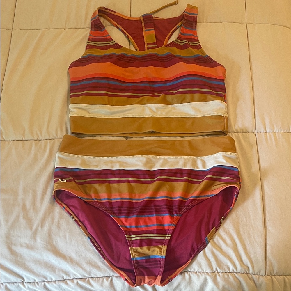 Nani Swim 2 Piece Colorblock Zip Bikini / Swimsuit
